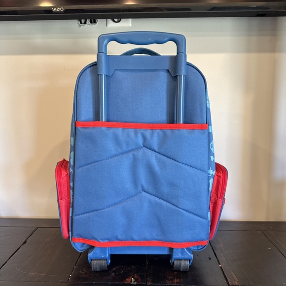 Stephen Joseph Vintage KIDS Luggage Blue And‎ Red Train And Plane And Car Themed - Picture 3 of 6